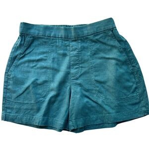 Banana Republic Linen Blend Shorts Teal Elastic Waist Minimalist Preppy Small